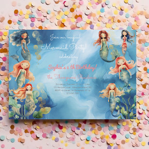 Invitation d'anniversaire de sirènes magiques