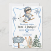 Invitation d'anniversaire de ski pour garçon (Devant)