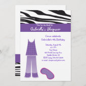 Invitation d'anniversaire de Sleepover de /Zebra (Devant / Derrière)