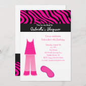 Invitation d'anniversaire de Sleepover de /Zebra (Devant / Derrière)