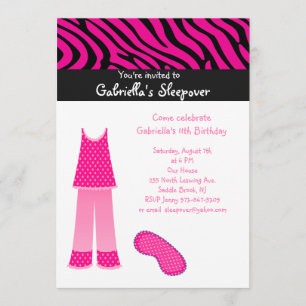 Invitation d'anniversaire de Sleepover de /Zebra