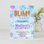 Invitation d'anniversaire de slime mignon (Debout devant)