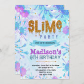 Invitation d'anniversaire de slime mignon (Devant / Derrière)