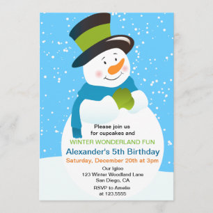 Invitation d'anniversaire de Snowman Winter Wonder