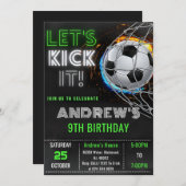 Invitation d'anniversaire de soccer simple sur mes (Devant / Derrière)