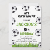 Invitation d'anniversaire de soccer vert et noir (Devant)