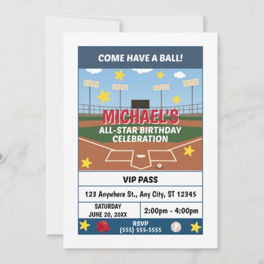 Invitation d'anniversaire de softball (Devant)