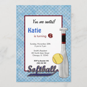 Invitation d'anniversaire de softball