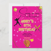 Invitation d'anniversaire de softball pour fille | (Devant)