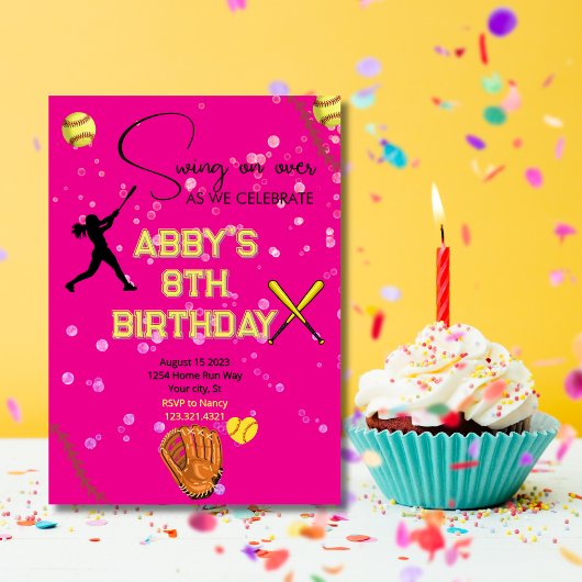 Invitation d'anniversaire de softball pour fille |