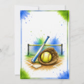 Invitation d'anniversaire de softball thème aquare (Dos)