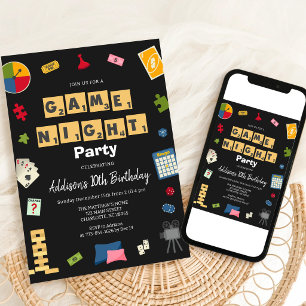 Invitation d'anniversaire de soirée de jeu pour en