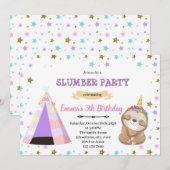 Invitation d'anniversaire de soirée pyjama Slothic (Devant / Derrière)