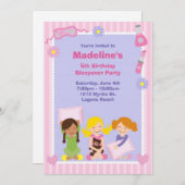 Invitation d'anniversaire de soirée pyjamas (Devant / Derrière)