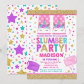 Invitation d'anniversaire de soirée pyjamas de (Devant / Derrière)