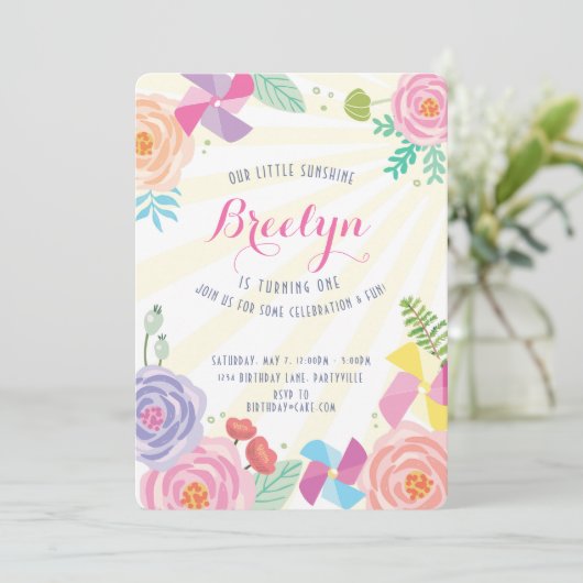 Invitation d'anniversaire de soleil (Debout devant)