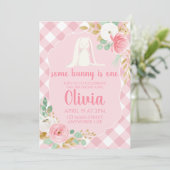 Invitation d'anniversaire de Some Bunny florale et (Debout devant)