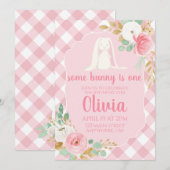 Invitation d'anniversaire de Some Bunny florale et (Devant / Derrière)