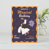 Invitation d'anniversaire de sorcière magique (Debout devant)