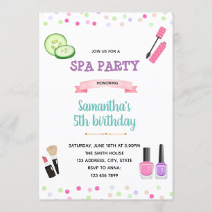 Invitation d'anniversaire de spa mignon