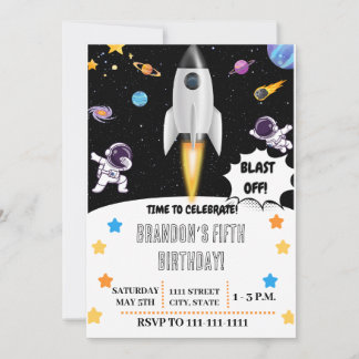Invitation d'anniversaire de Space Boys