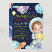 Invitation d'anniversaire de Space Explorer (Devant / Derrière)