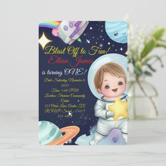Invitation d'anniversaire de Space Explorer (Debout devant)