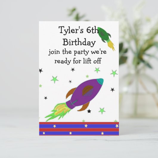 Invitation d'anniversaire de Space Rocket (Debout devant)
