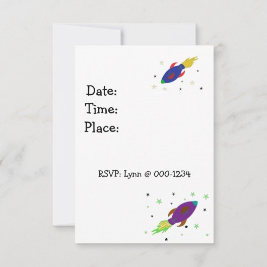 Invitation d'anniversaire de Space Rocket (Dos)