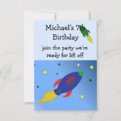 Invitation d'anniversaire de Space Rocket (Devant)