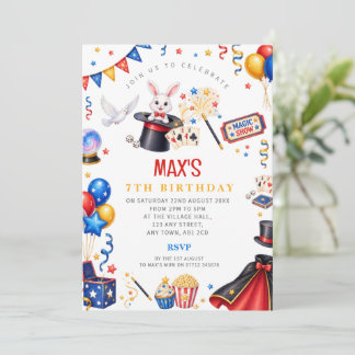 Invitation d'anniversaire de spectacle de magie po