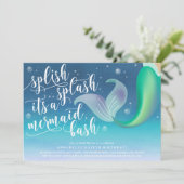 Invitation d'anniversaire de Splish Splash Mermaid (Debout devant)