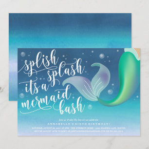 Invitation d'anniversaire de Splish Splash Mermaid