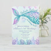 Invitation d'anniversaire de Splish Splash Sirène (Debout devant)