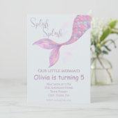 Invitation d'anniversaire de Splish Splash Sirène (Debout devant)