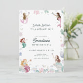 Invitation d'anniversaire de Splish Splash Sirène (Debout devant)