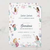 Invitation d'anniversaire de Splish Splash Sirène (Devant / Derrière)
