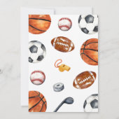 Invitation d'anniversaire de sport (Dos)