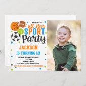 Invitation d'anniversaire de sport All-Star avec p (Devant / Derrière)