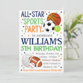 Invitation d'anniversaire de sport, All-Star Sport (Debout devant)
