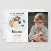 Invitation d'anniversaire de sport avec photo (Devant)