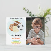 Invitation d'anniversaire de sport avec photo (Debout devant)