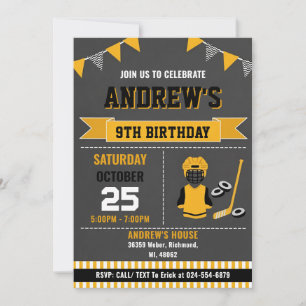 Invitation d'anniversaire de sport de hockey perso