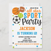 Invitation d'anniversaire de sport étoile (Devant)