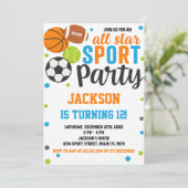 Invitation d'anniversaire de sport étoile (Debout devant)