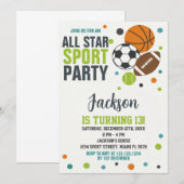 Invitation d'anniversaire de sport modifiable (Devant / Derrière)