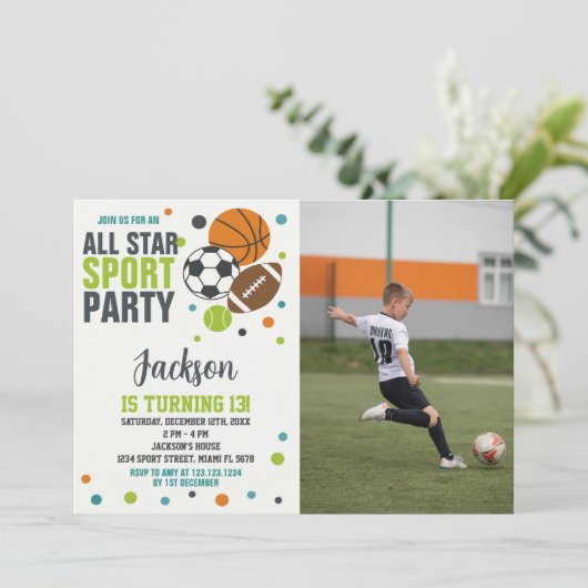 Invitation d'anniversaire de sport modifiable (Debout devant)