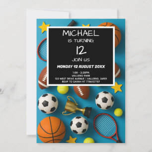 Invitation d'anniversaire de sport pour enfants mo