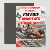 Invitation d'anniversaire de sport Racecar personn (Devant / Derrière)