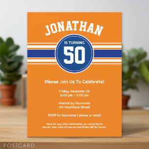 Invitation d'anniversaire de sports Bleu Orange